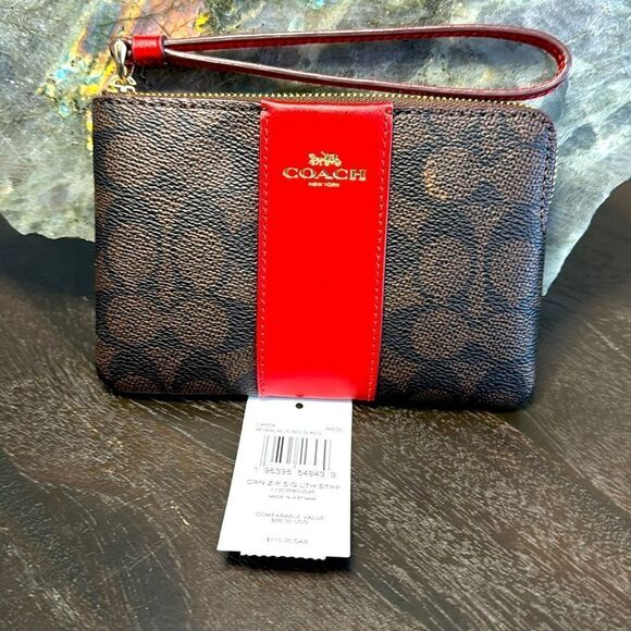 Coach Wristlet Brown and Red New with tags​ - Picture 1 of 4